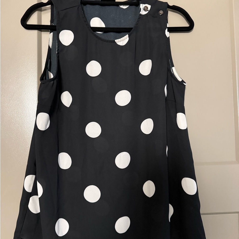 Who What Wear Black and White Polka Dot Top